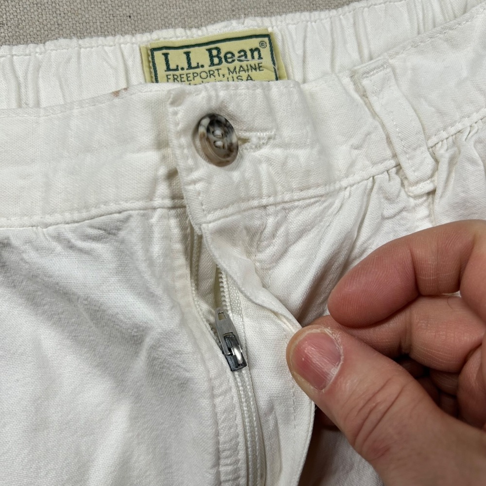 Vintage LL Bean Pants Womens 12 Linen Blend Mom High Rise Taper 80s USA White - Picture 3 of 11